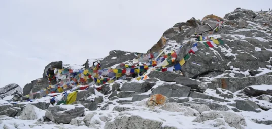 Cho La pass with praying flags