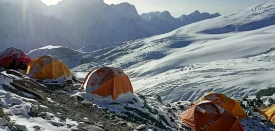 Tent Base Camp at High Camp night before of Summit